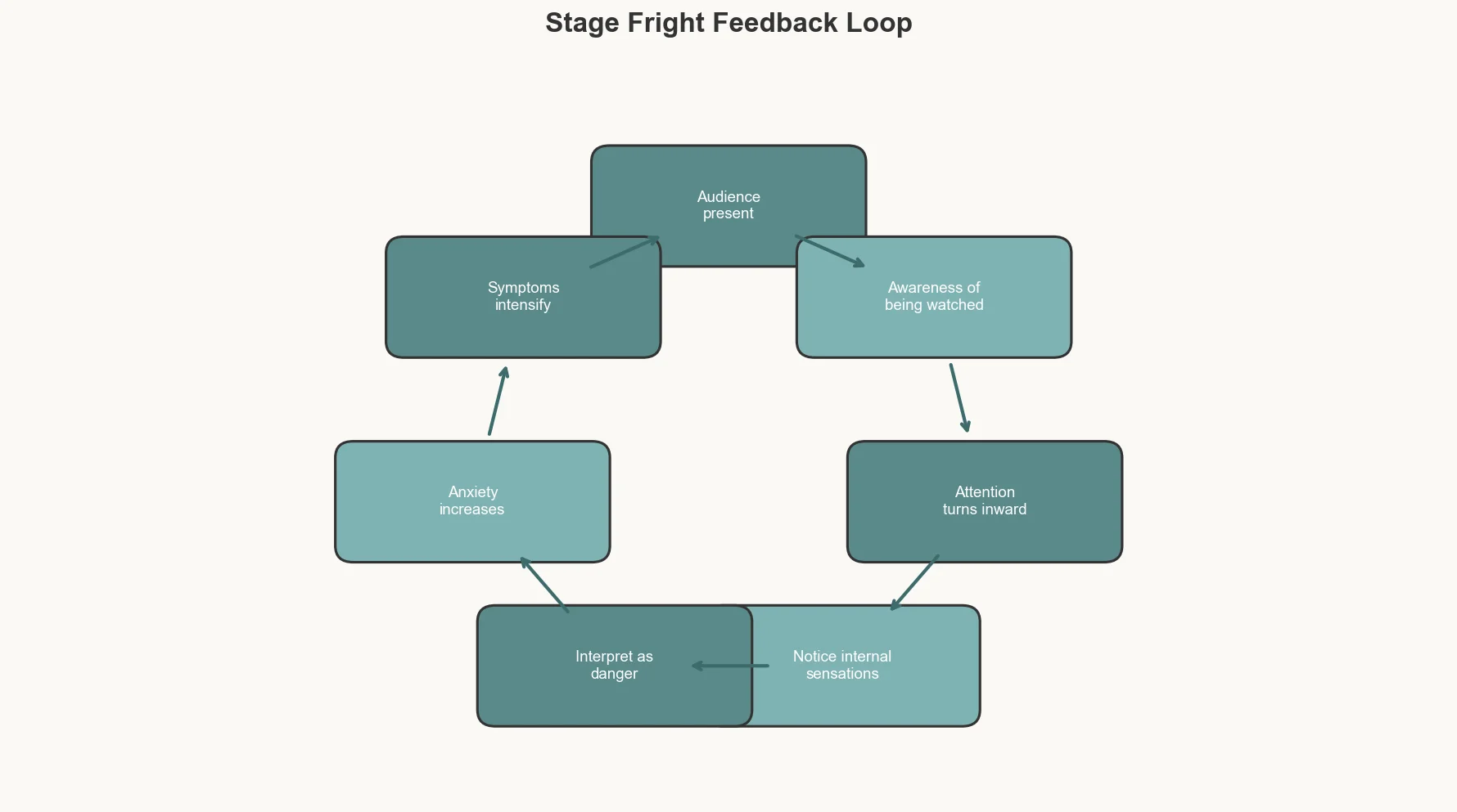 Cycle showing internal focus amplifying anxiety